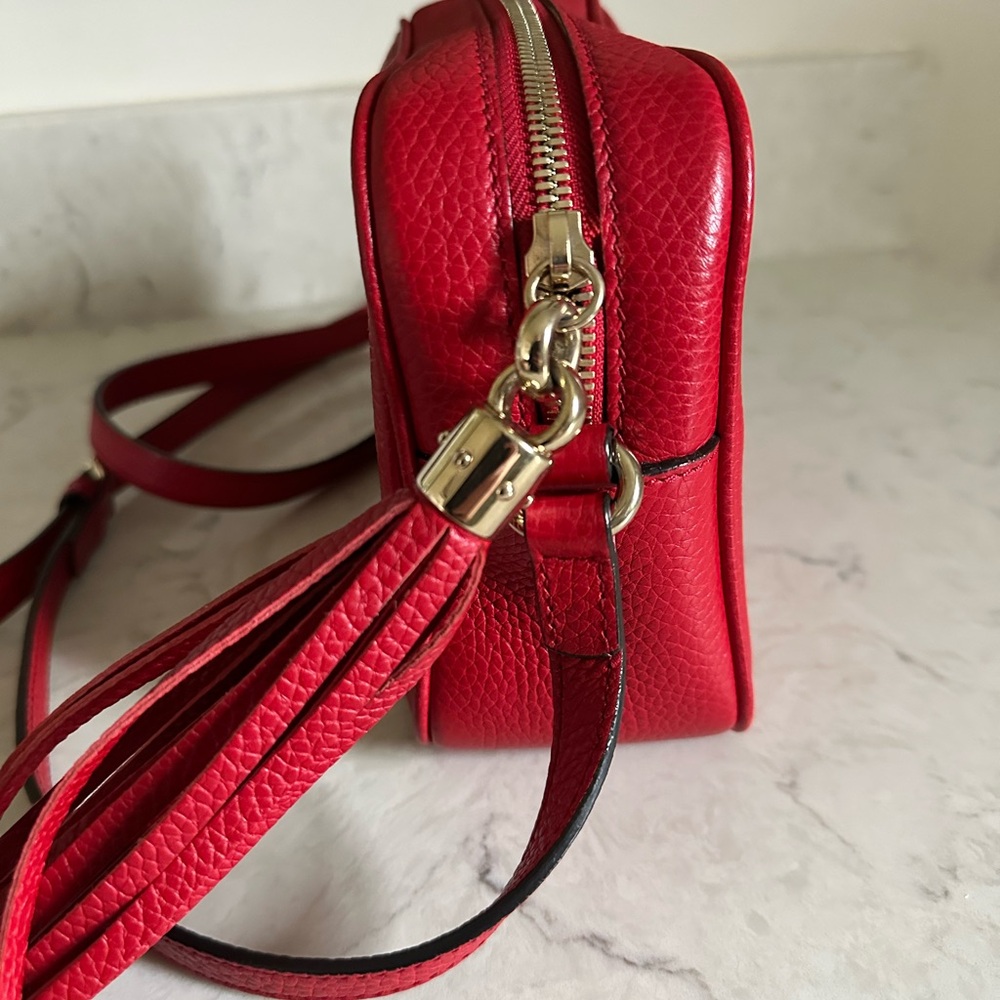 Gucci Calfskin Red Small Soho Disco Pebbled Leather Crossbody - Picture 10 of 13